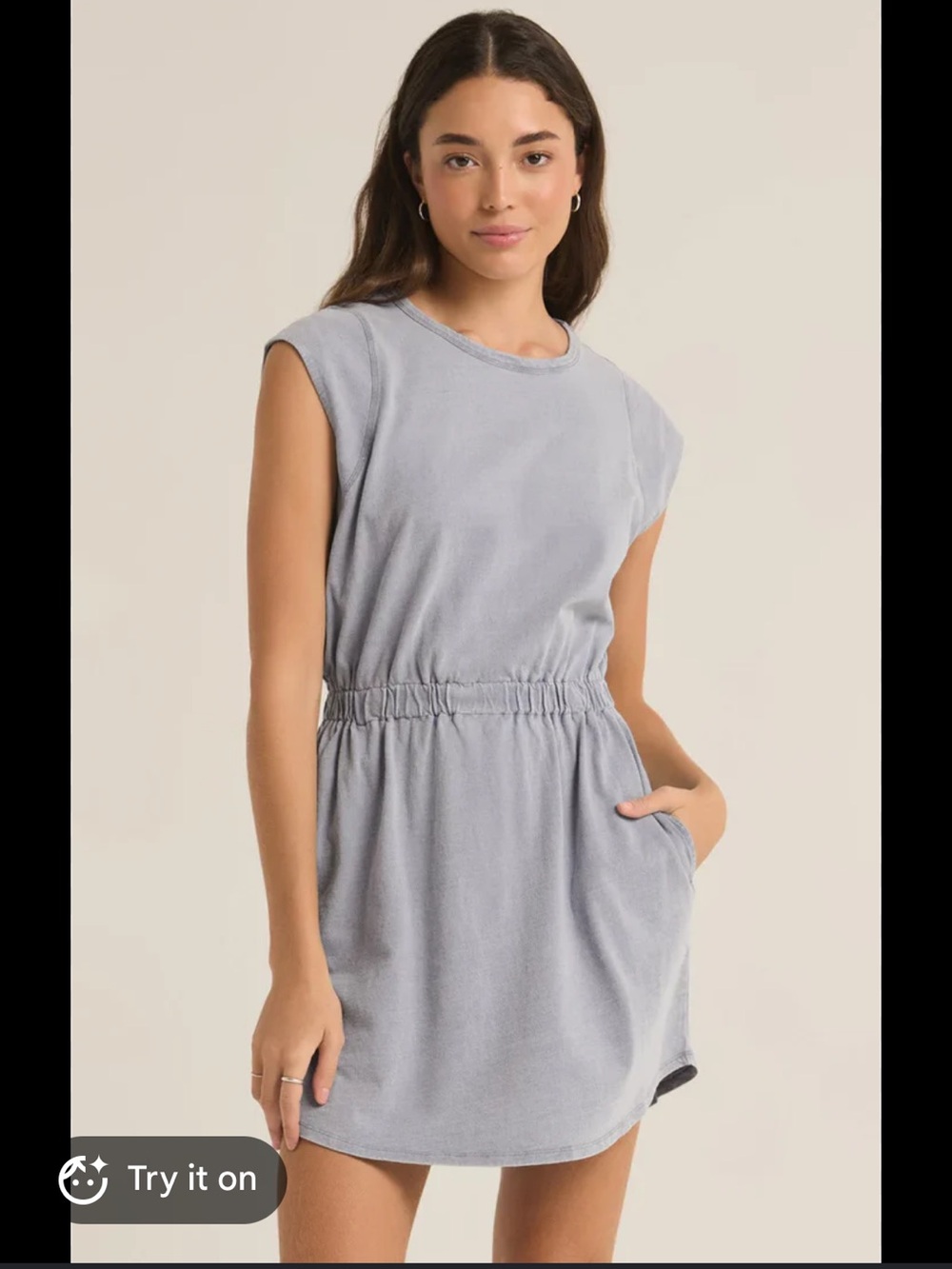 a new day Sleeveless Elastic-Waist Mini Dress in Light Gray